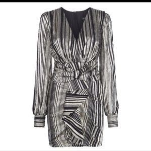 $698 NWT PATBO | metallic stripe mini dress